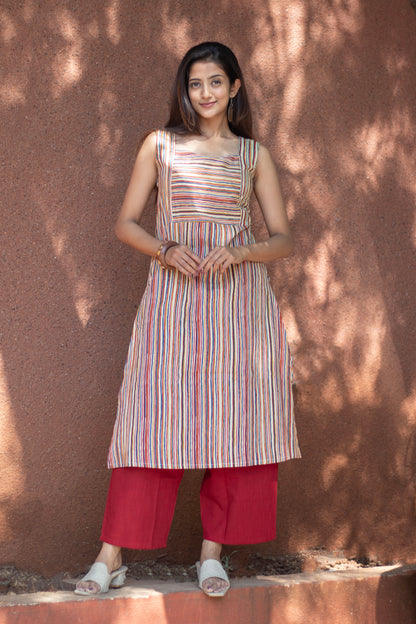 Cotton Kurti Square Neck with lines