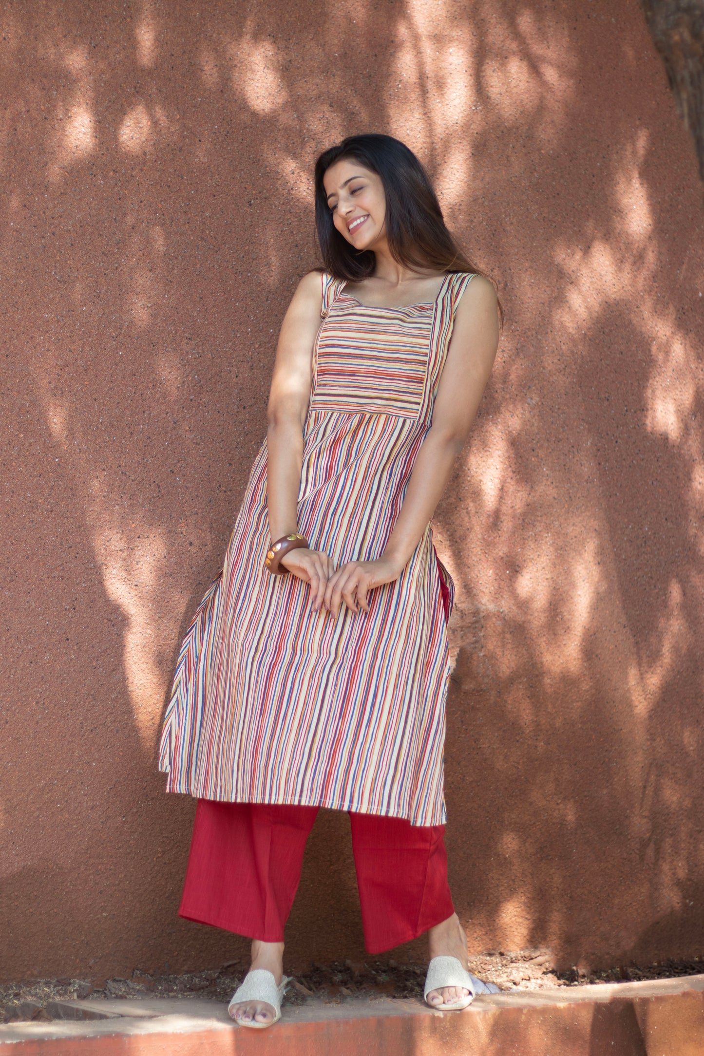 Cotton Kurti Square Neck with lines