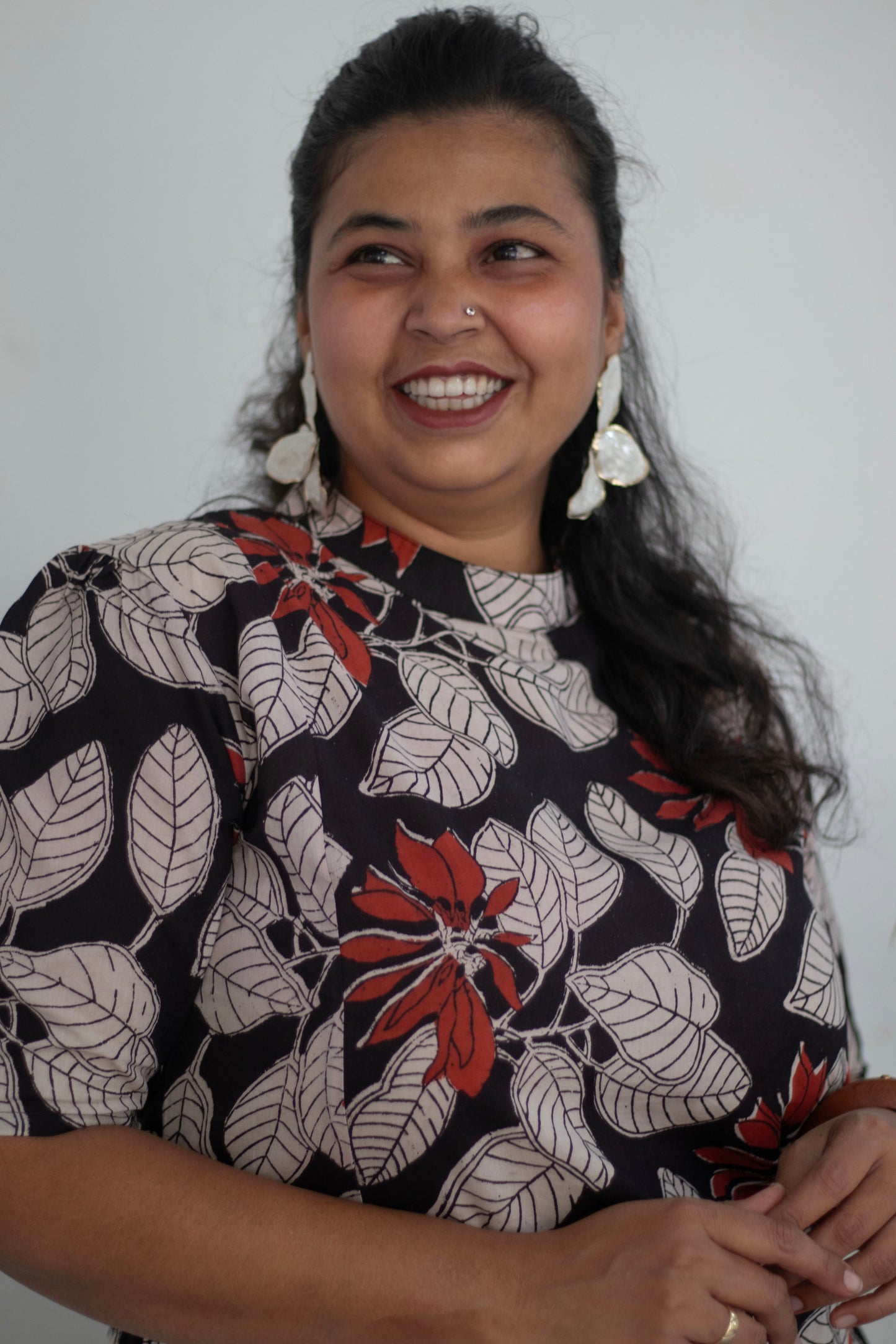 Plus Size Block Printed High Neck Cotton Dress for Women | Handblock Printed | KMISTRY