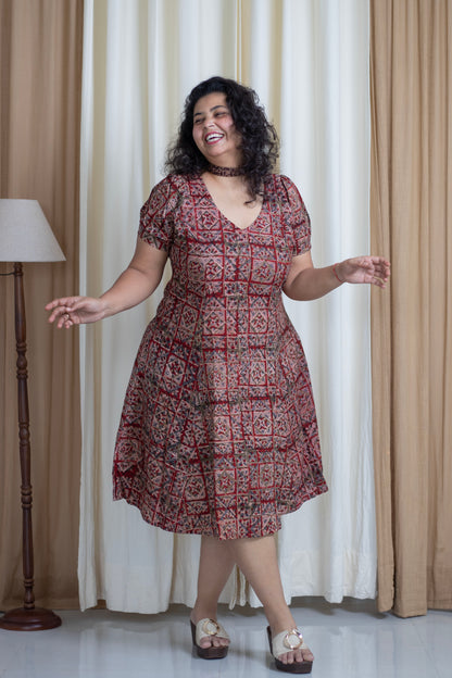Plus Size Hand Block Printed kalamkari dress