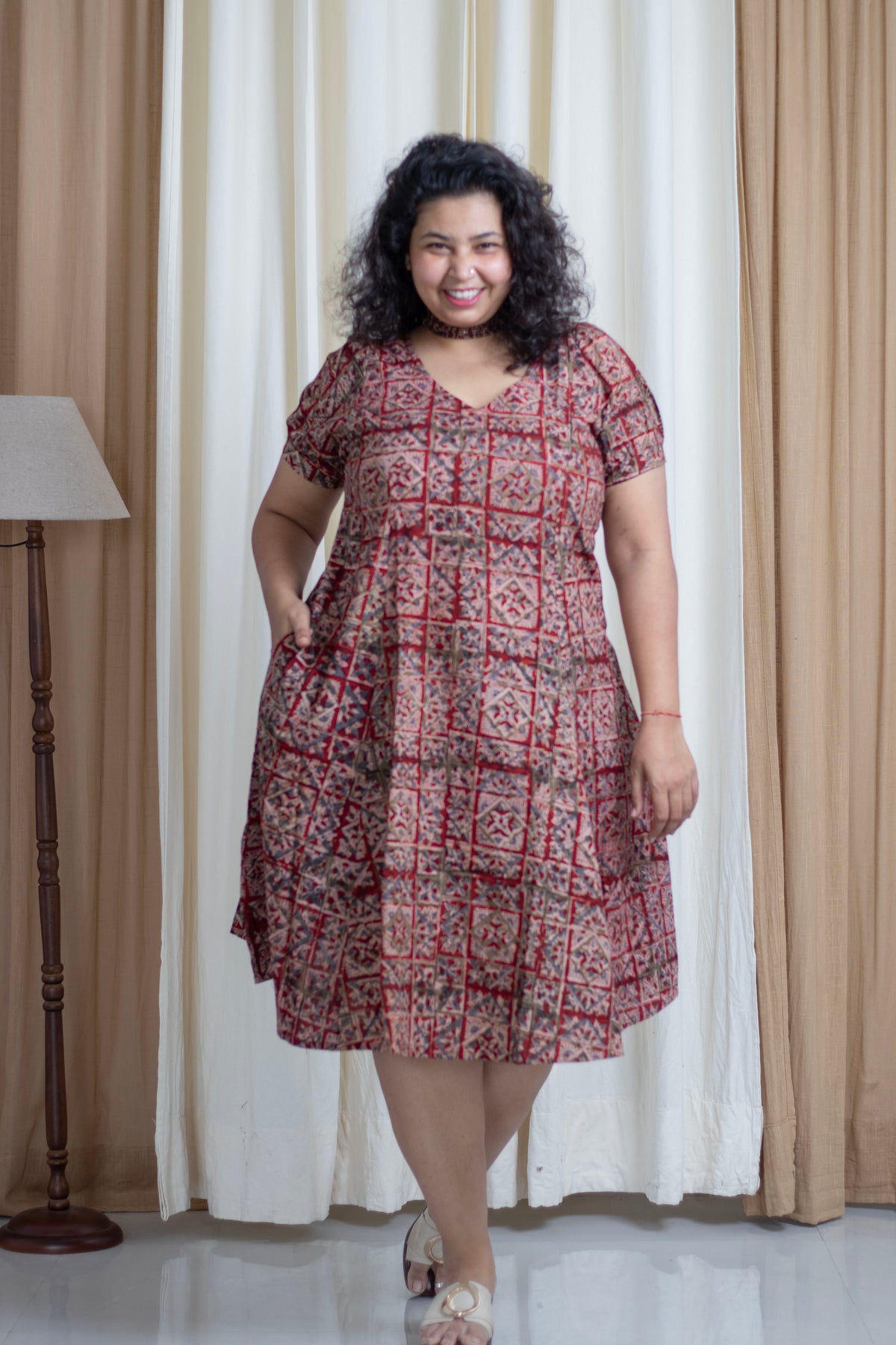 Plus Size Hand Block Printed kalamkari dress