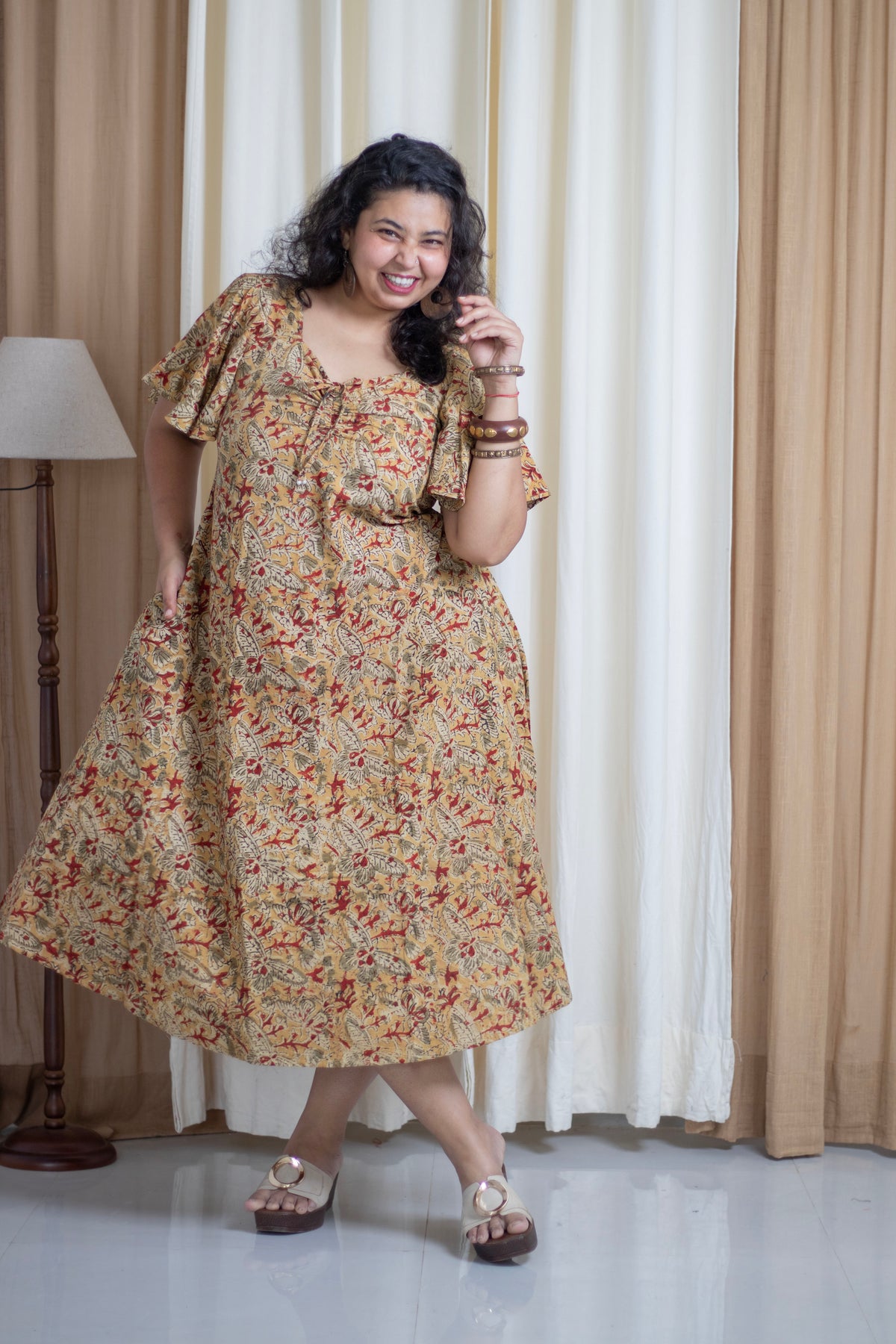 Plus Size Hand Block printed Kalamkari Cotton Dress