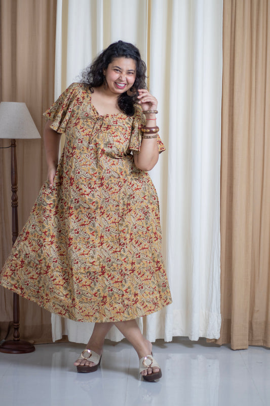 Plus Size Hand Block printed Kalamkari Cotton Dress