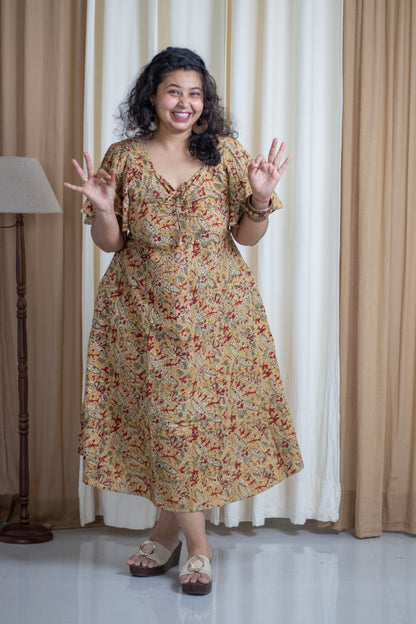 Plus Size Hand Block printed Kalamkari Cotton Dress
