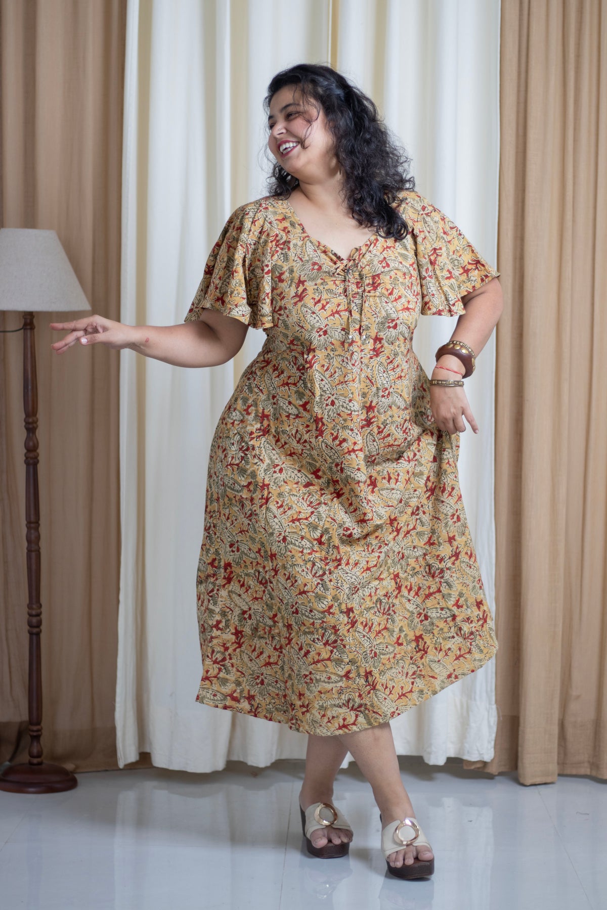 Plus Size Hand Block printed Kalamkari Cotton Dress
