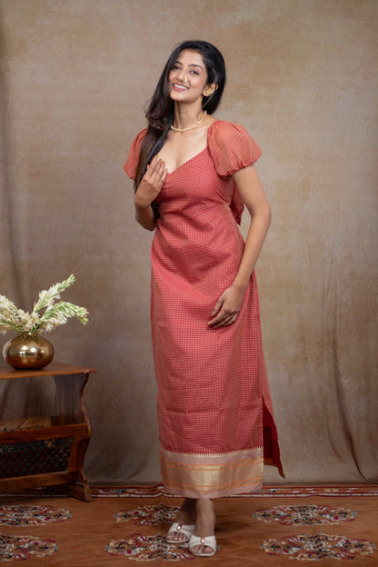 Irkal Cotton Peach Dress festive collection