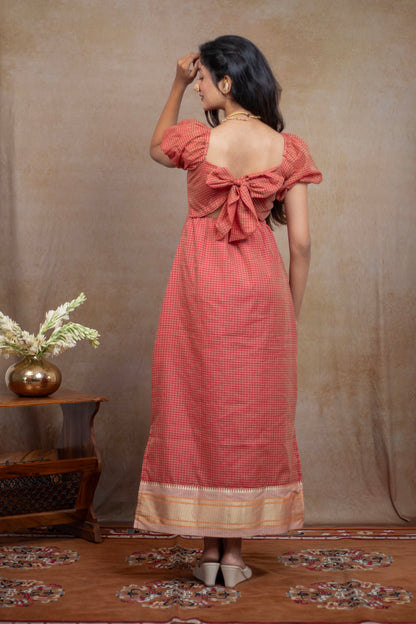 Irkal Cotton Peach Dress festive collection