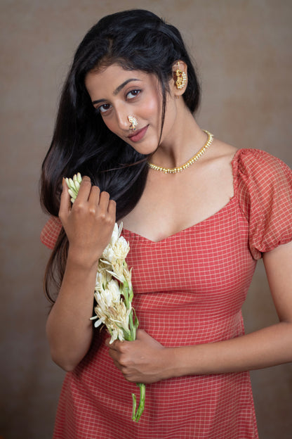 Irkal Cotton Peach Dress festive collection