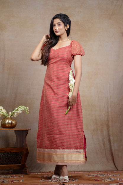 Irkal Cotton Peach Dress festive collection