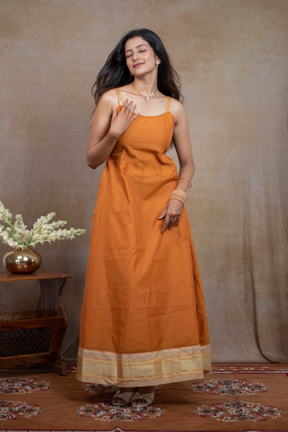 Irkal Cotton Orange Spagetti Dress Festive Collection