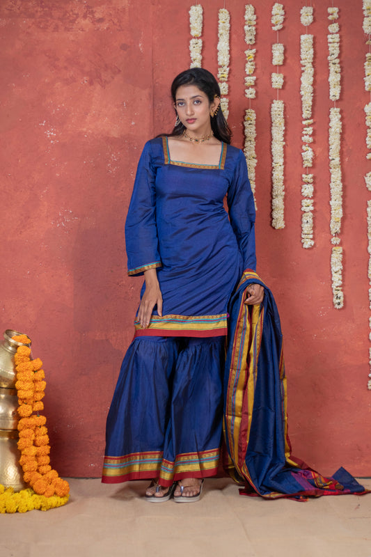 Irkal Cotton Shrara Style Kurta Pant Dupatta Set
