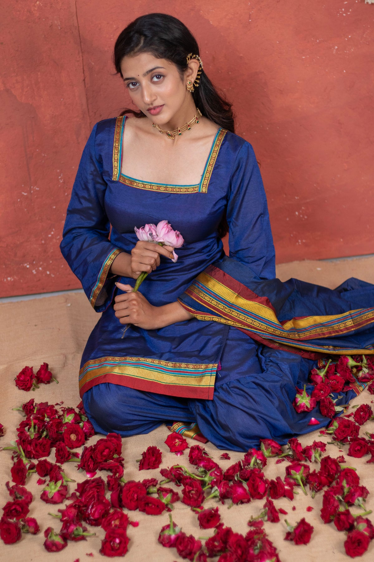 Irkal Cotton Shrara Style Kurta Pant Dupatta Set