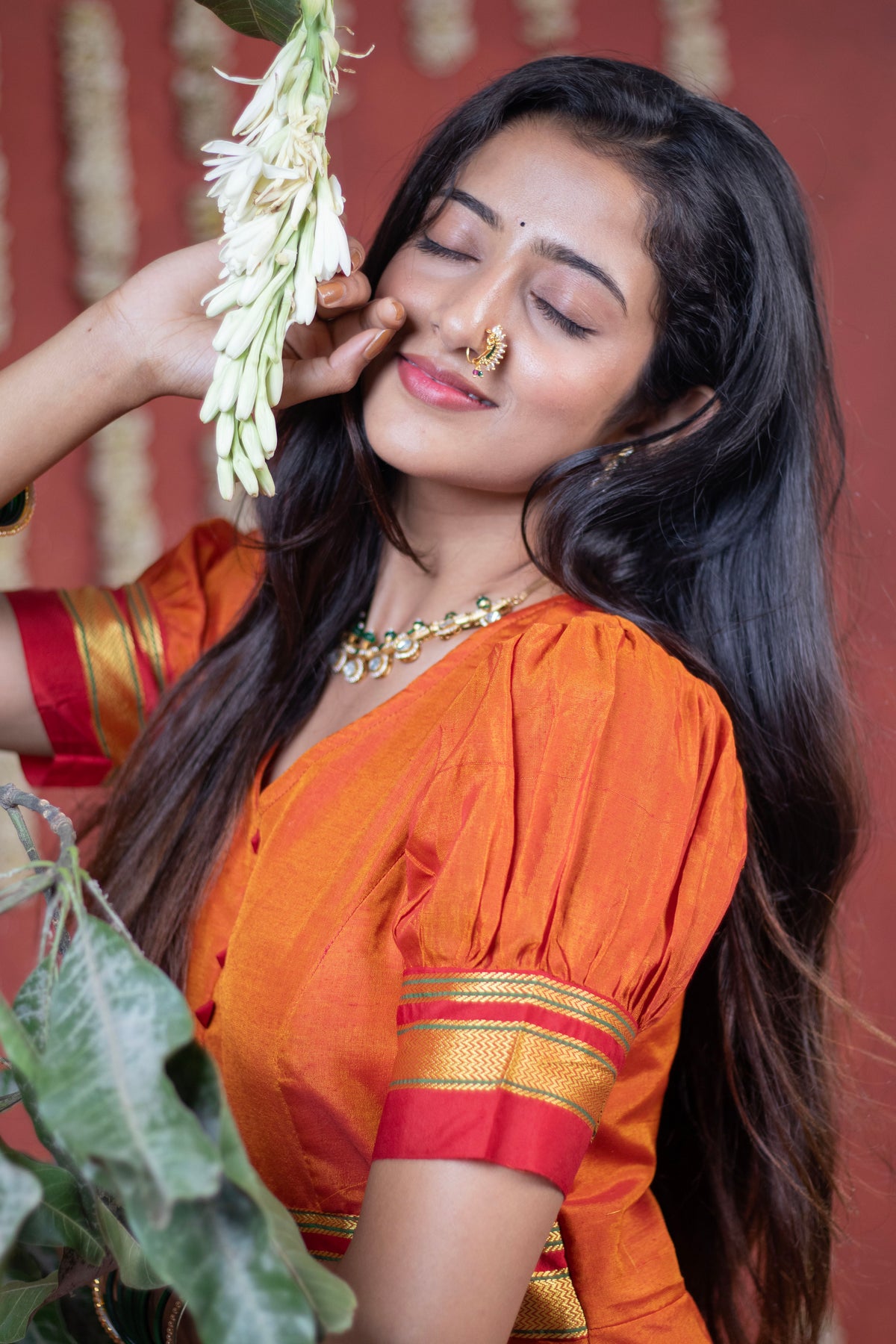Irkal Cotton Orange Cape Style Dress with Pocket