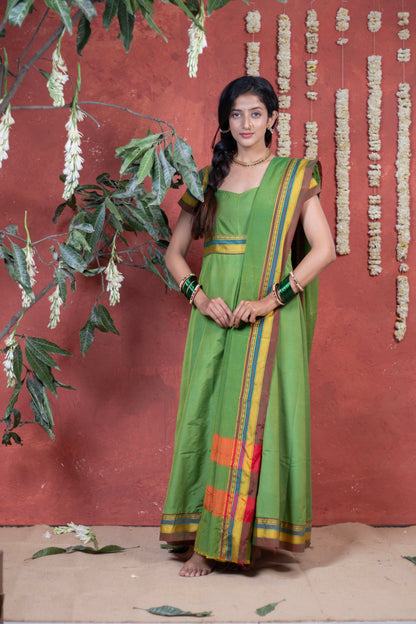 Green Flare Irkal Cotton Dupatta Dress