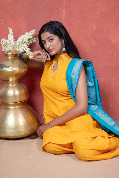 Yellow Mangal Kurta Pant Set