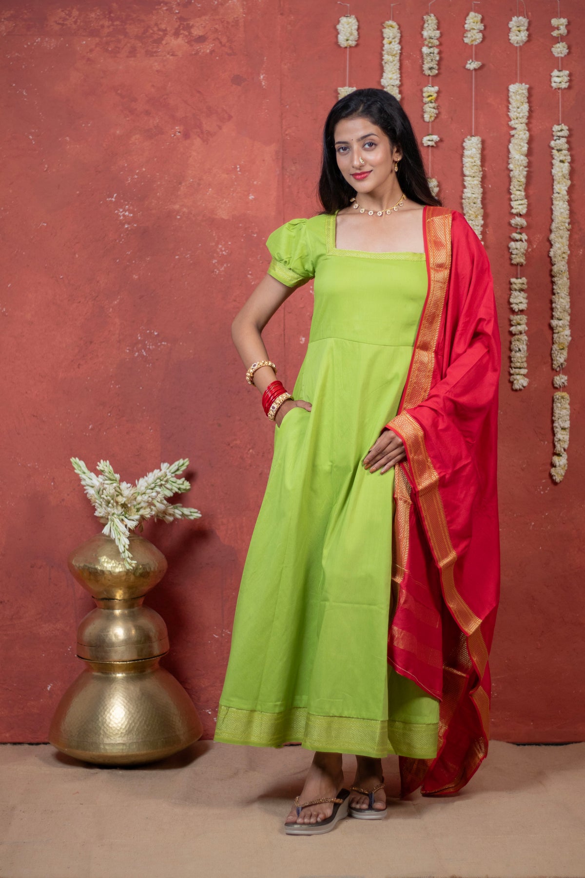 Irkat Cotton Festive Dress with Dupatta