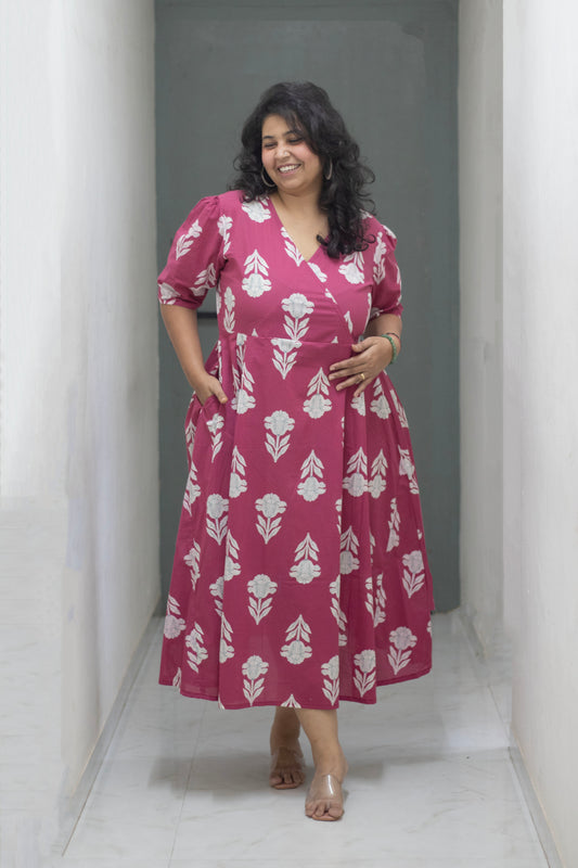 Plus Brick Pink Cotton Dress