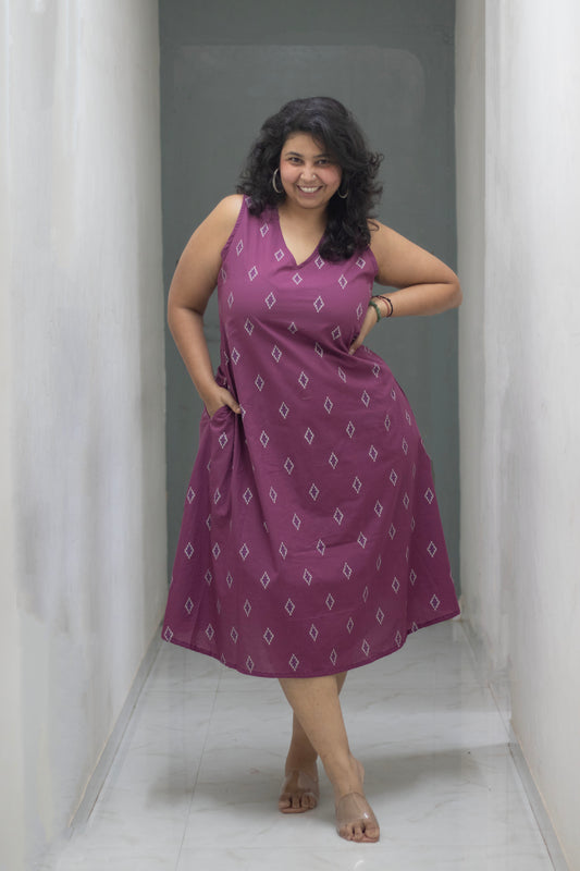 Plus Wine Cotton Dress
