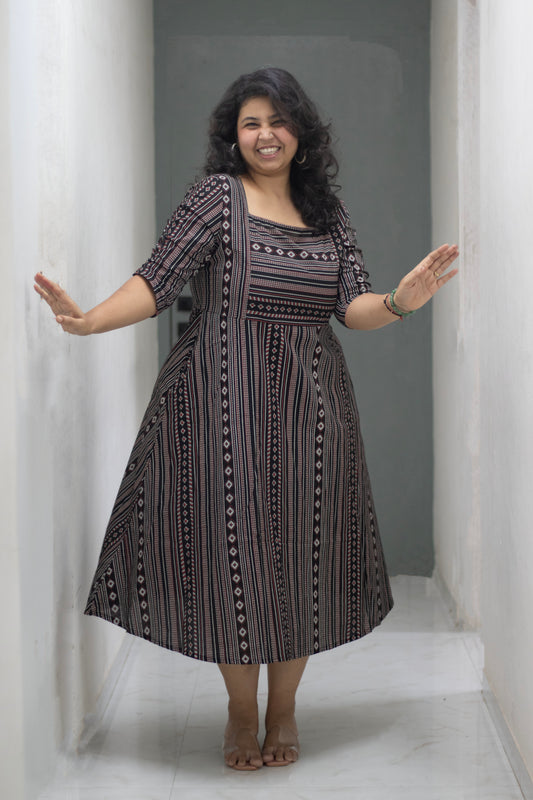Plus Square Neck Cotton Dress