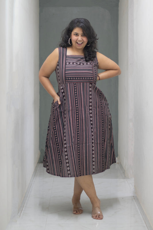 Stripe Square Neck Cotton Dress