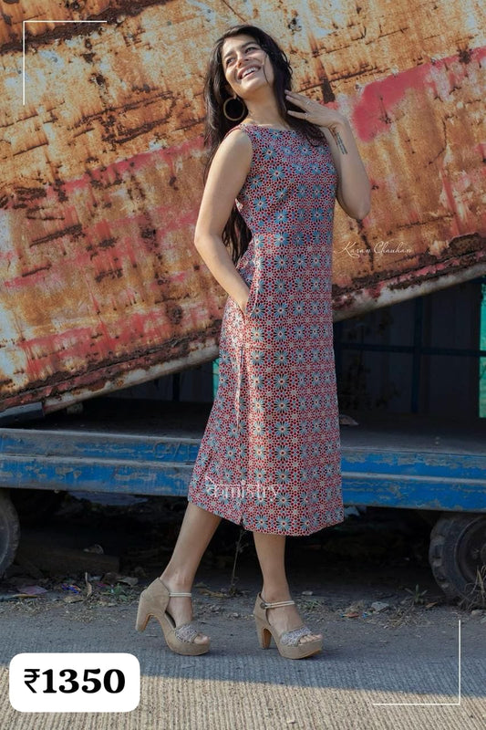 Kmistry Ajrak Print Straight fit cotton dress